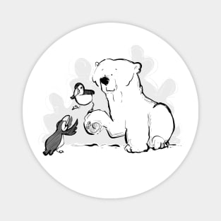 Polar Bear and Puffins Magnet